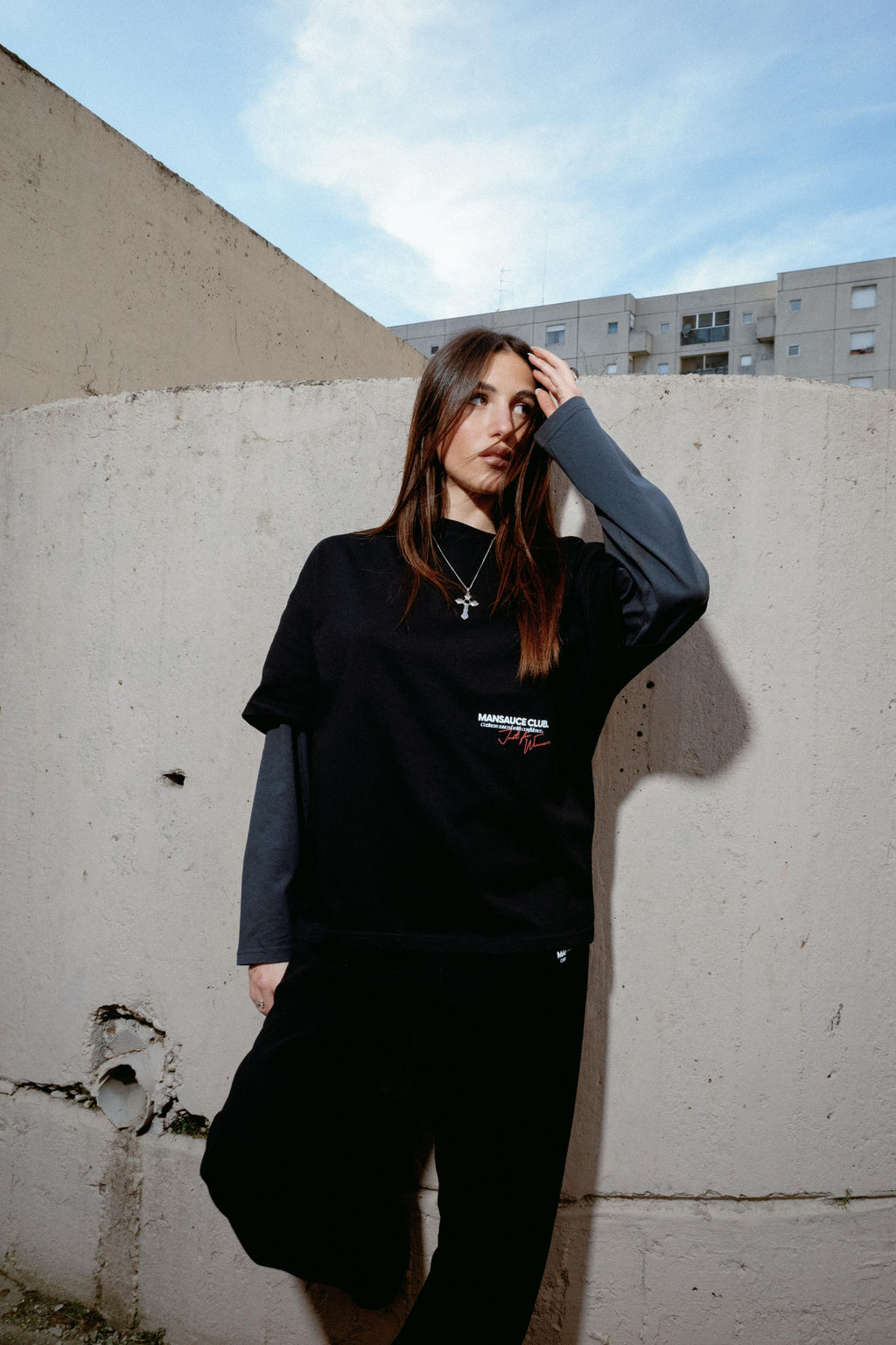 "99" Double Tee - Black Grey