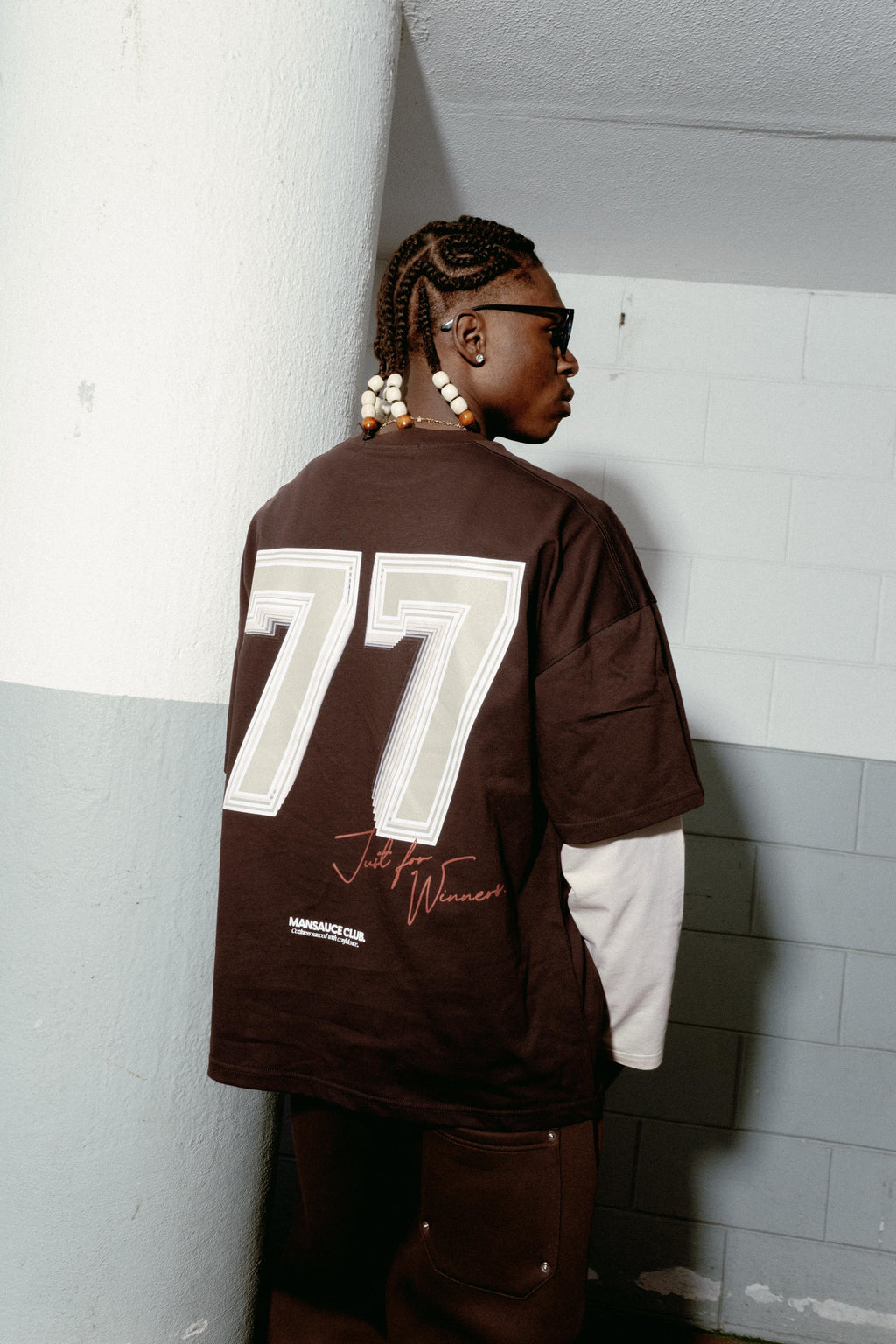 "77" Double Tee - Mocha Brown