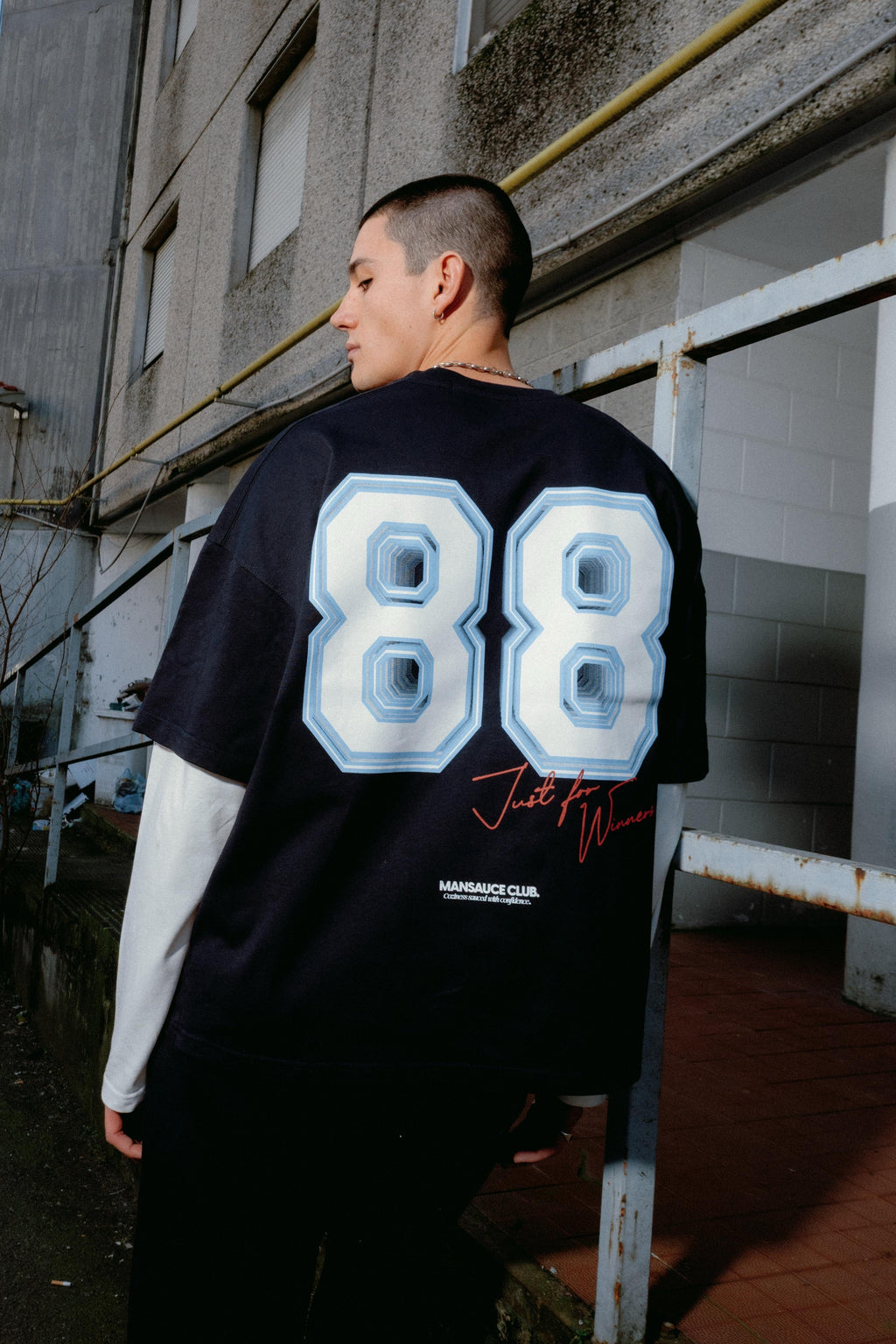 "88" Double Tee - Navy Blue