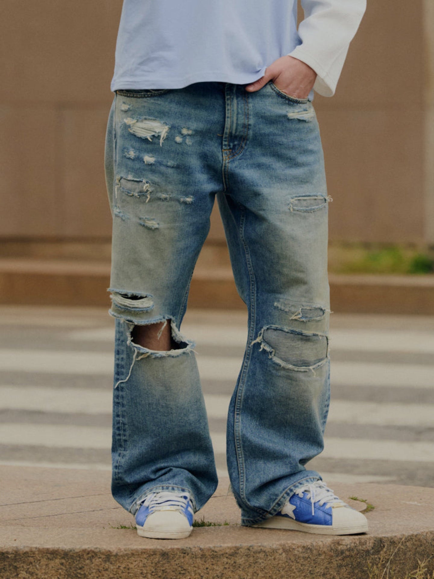 Distressed Denim - Light Wash