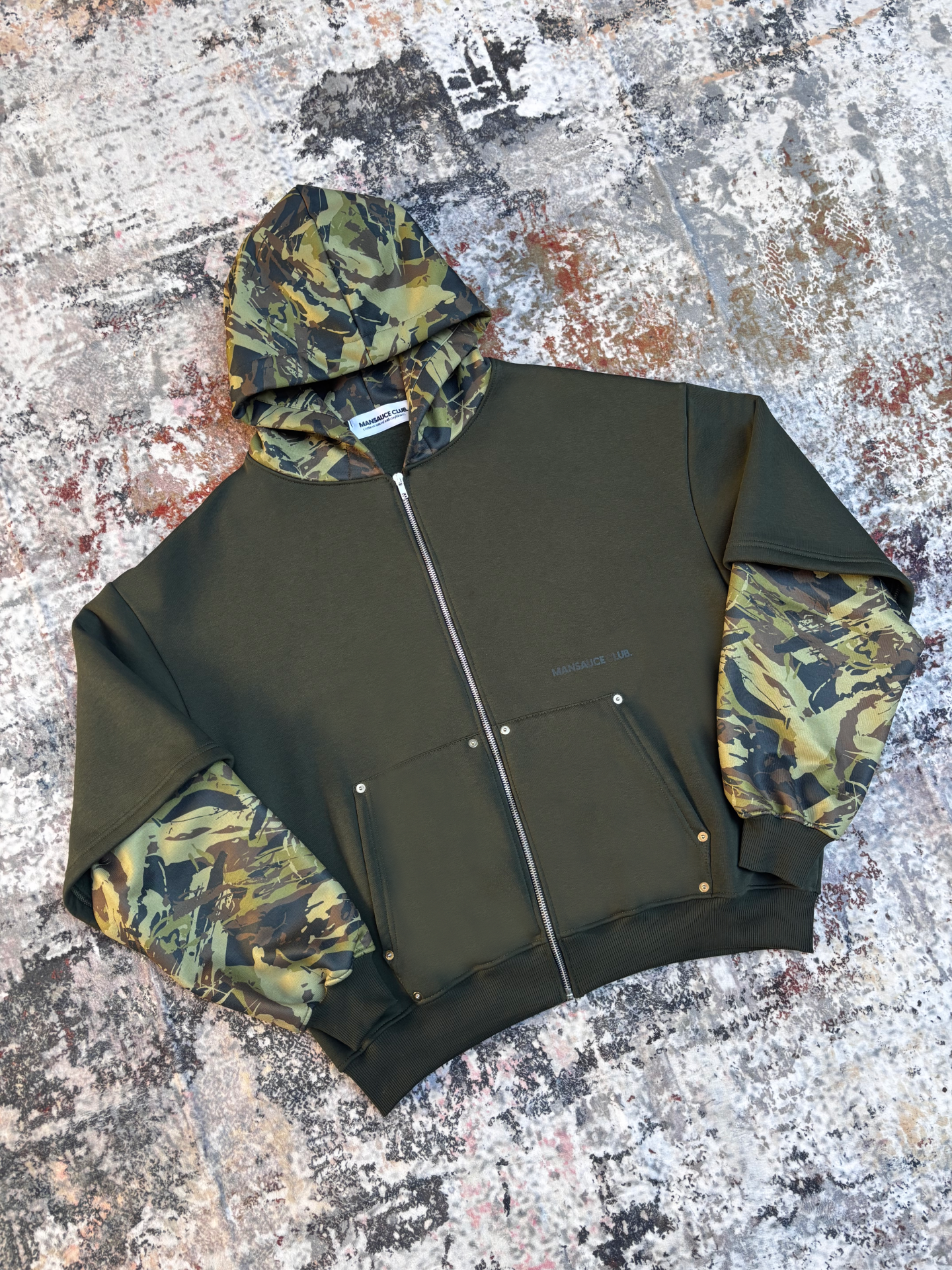 Double Zip Hoodie - Military Green