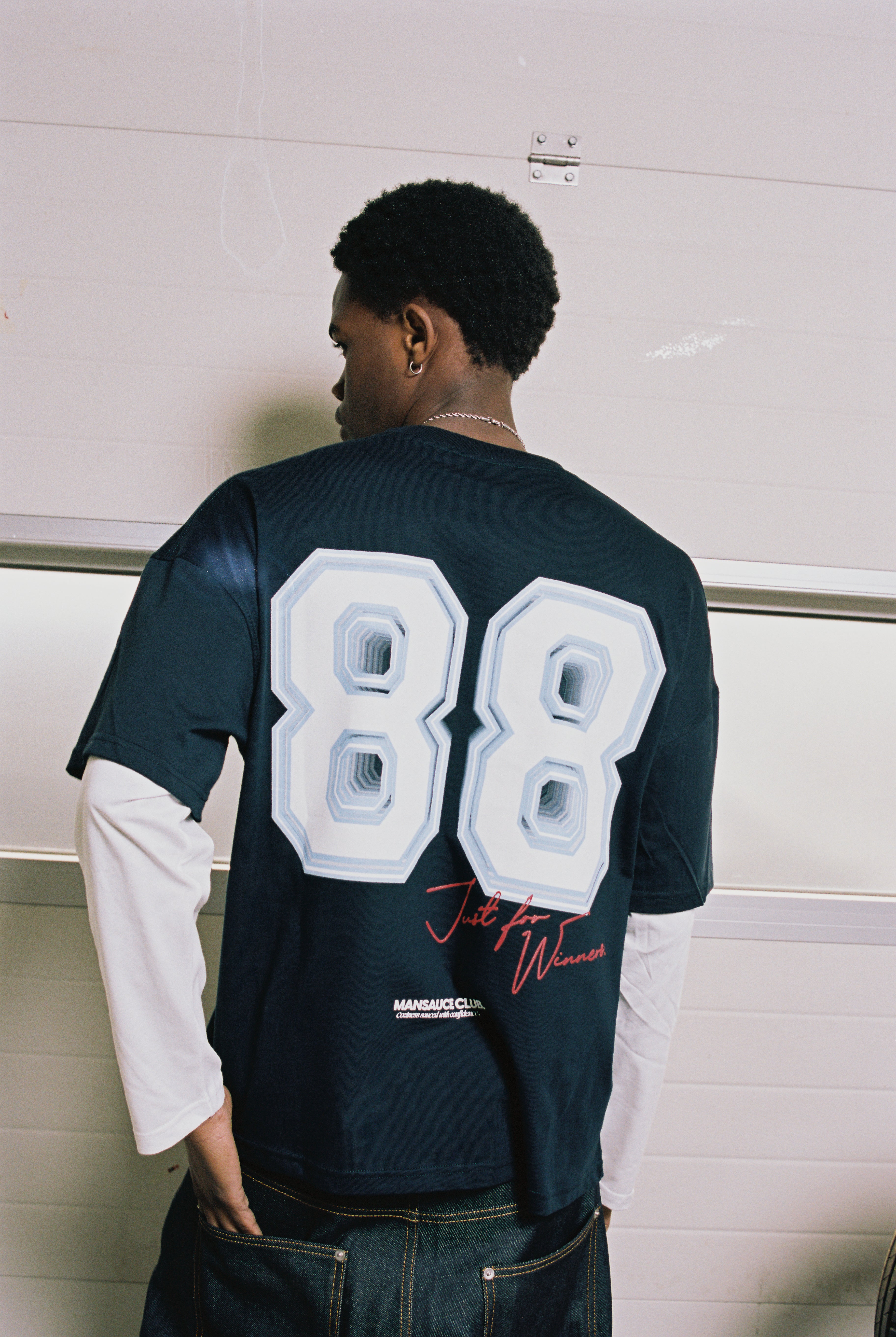 "88" Double Tee - Navy Blue
