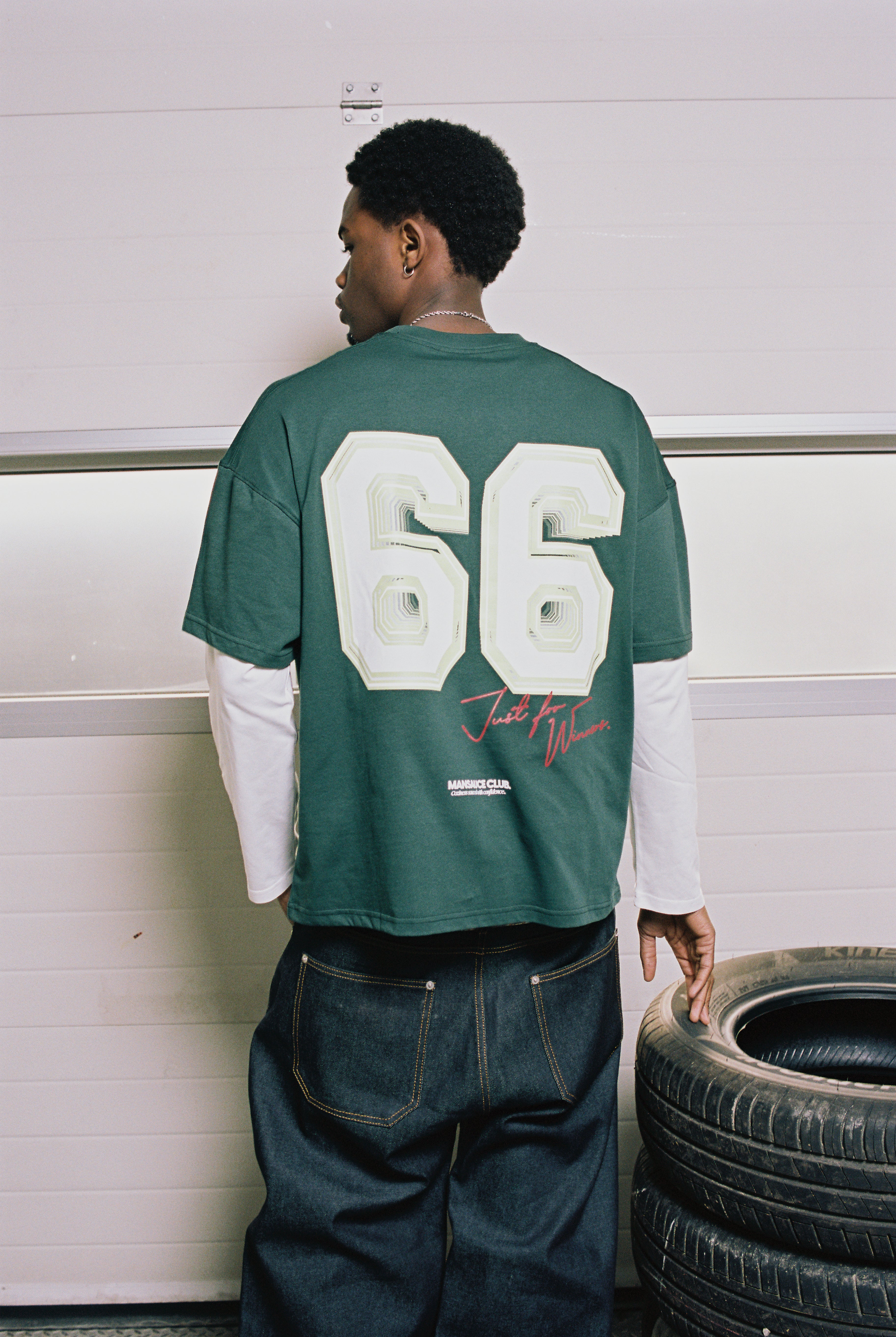 "66" Double Tee - Dark Green