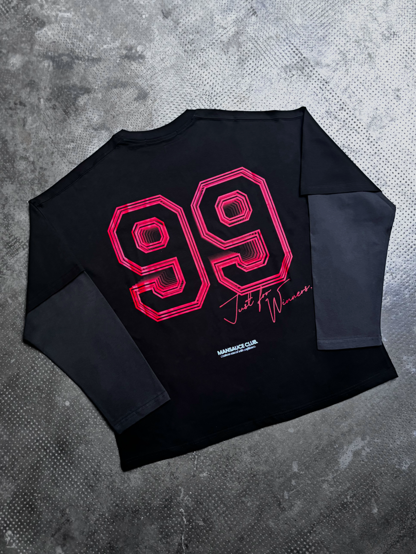 "99" Double Tee - Black Grey