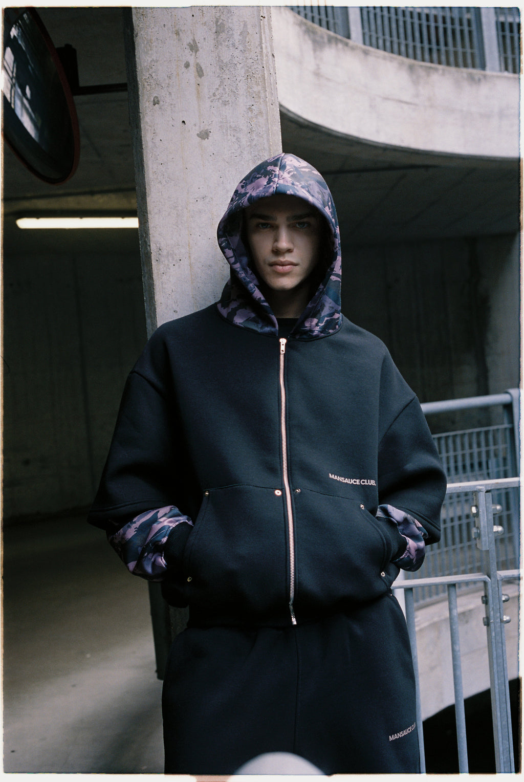 Double Zip Hoodie - Military Black