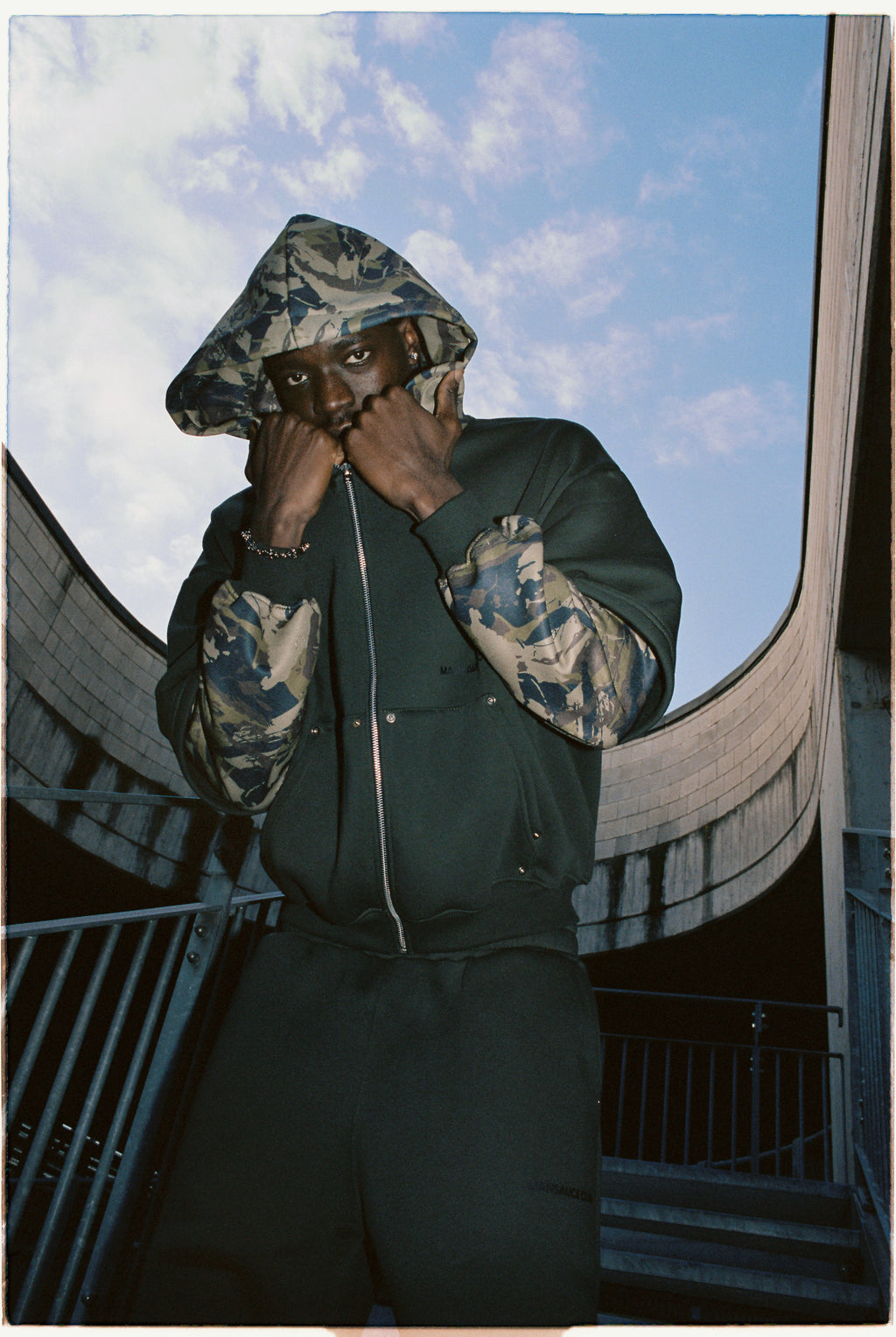 Double Zip Hoodie - Military Green