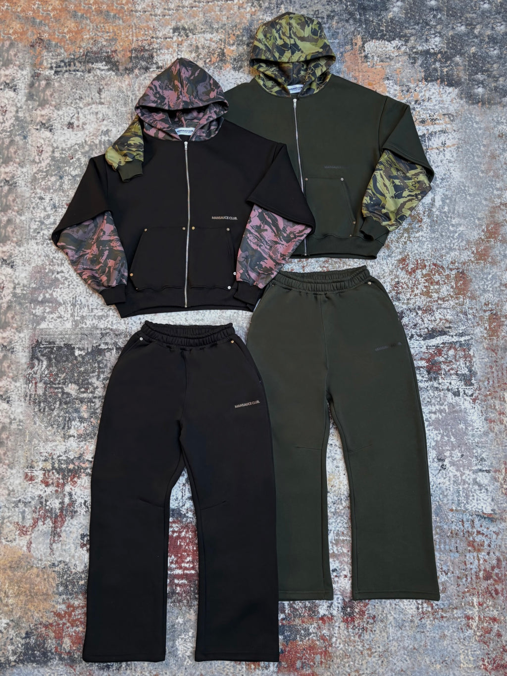 Double Zip Hoodie - Military Green