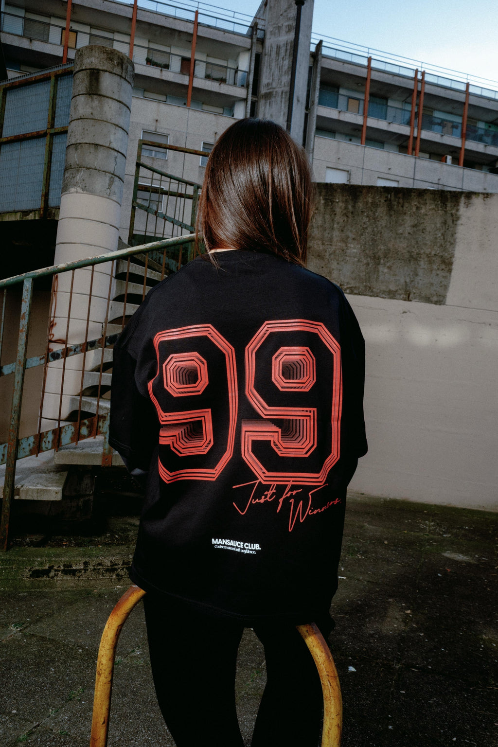 "99" Double Tee - Black Grey
